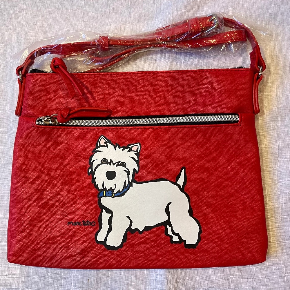 NWT Marc Tetro Westie Cross Body Bag, Red, Vegan Leather